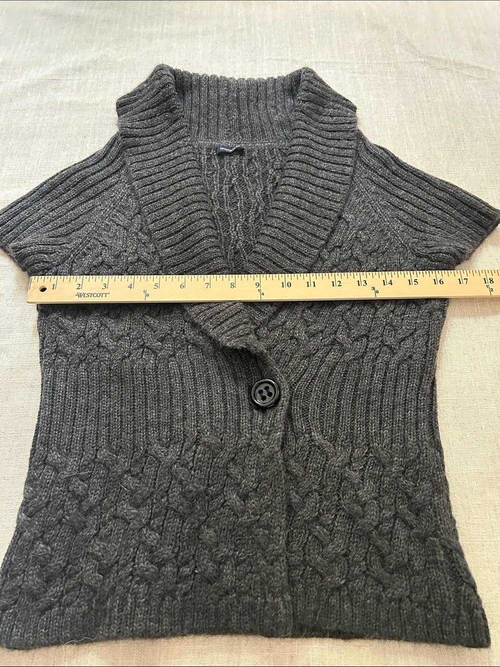 Magaschoni Cable-Knit Sweater Shawl Collar Vest Charcoal Business Casual - Picture 5 of 15